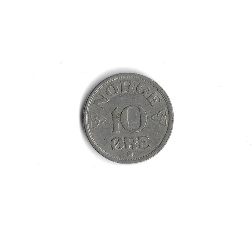 1956 Norway 10 Ore World Coin - Mintage 10,066,000 - KM# 396 - Picture 2 of 2