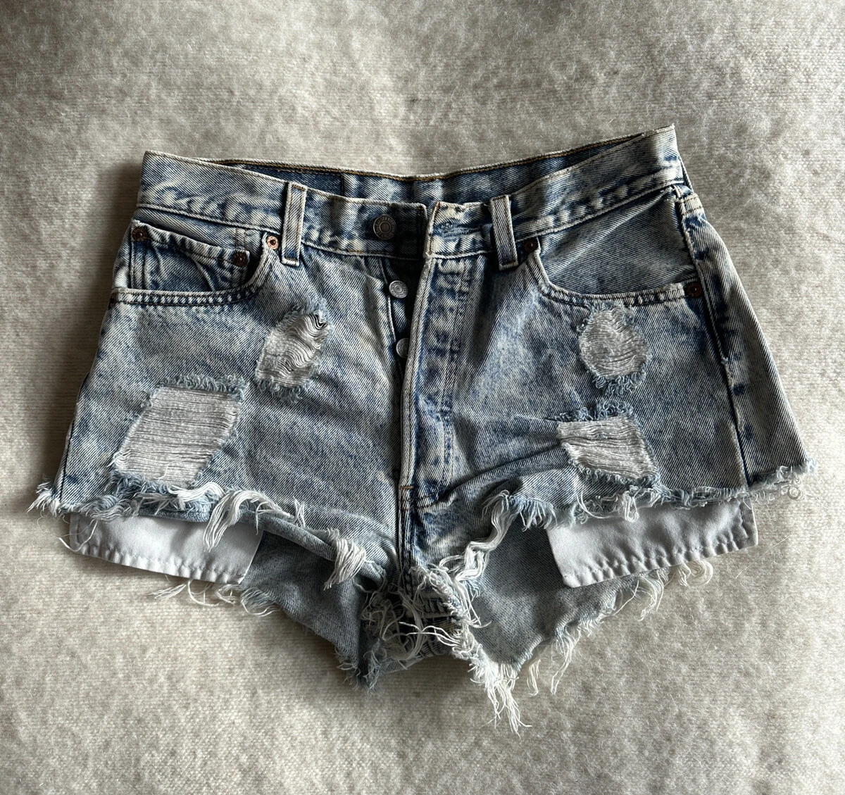 Levi s Vintage Redone Blue Denim Cutoff High waisted Shorts 25