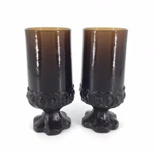 Tiffin Franciscan Madeira Smoke Brown Footed Heavy Iced Tea Glasses Set Of 2 VTG