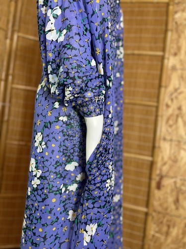Vintage 60’s FLORAL MAXI SHIRT DRESS w POCKETS Kaftan Mod Retro Hawaiian Mumu - Picture 9 of 10