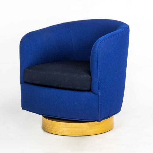2018 Milo Baughman for Thayer Coffin Papa Roxy Swivel Lounge Chair Blue Fabric - Picture 8 of 8