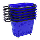 9.2gal 6Pcs Blue Shopping Carts with Wheels and Handle in Supermarkets Portable