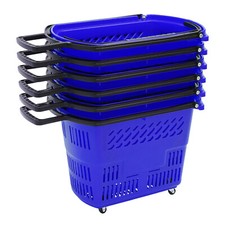 9.2gal 6PCS Blue Shopping Carts with Wheels and Handle in Supermarkets Portable