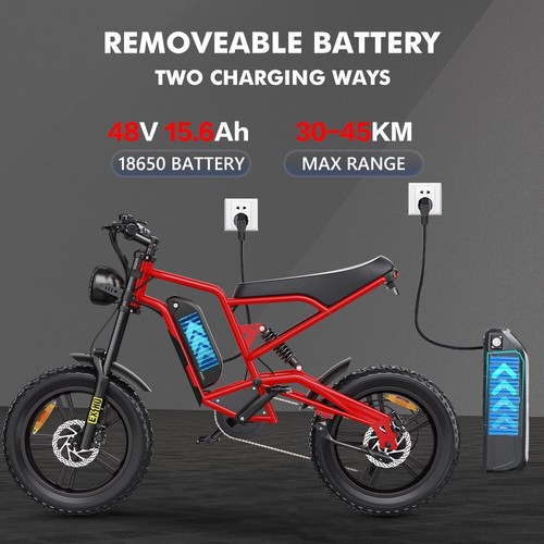 Electric Bike Fat Tire Adults 700W Motor 48V 20 MPH Bikes Bicycle Motorcycles US - Picture 15 of 23