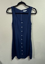 Reformation Women's Navy Lucian Mini Dress Size 2 Heart Button Preppy Party 90's