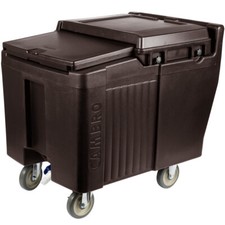 Cambro ICS125L131 Plastic Mobile Ice Bin / Ice Caddy, 125 lb, Dark Brown