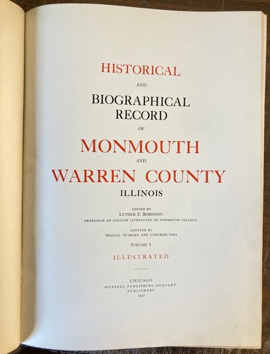 2 VOLUME SET 1927 HISTORY BIOGRAPHICAL RECORD MONMOUTH & WARREN COUNTY ILLINOIS - Foto 3 di 24