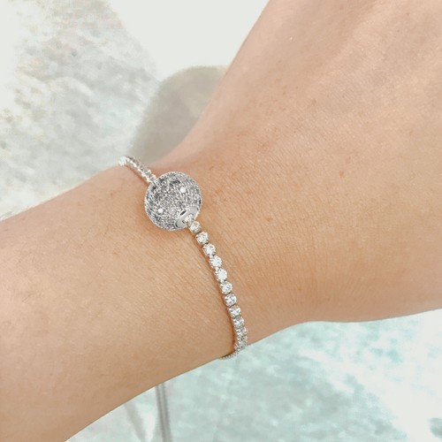 Charm Rhinestone Beads, 18Pcs - 8mm Round Zircon Pave Beads (White - 3 Colors) - Picture 5 of 7