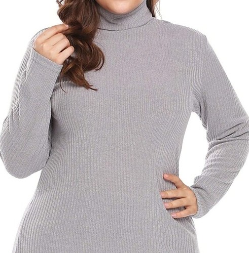 Women's Turtleneck Knit Long Sleeve Pullover Plus-Size Sweater Top - Picture 2 of 44