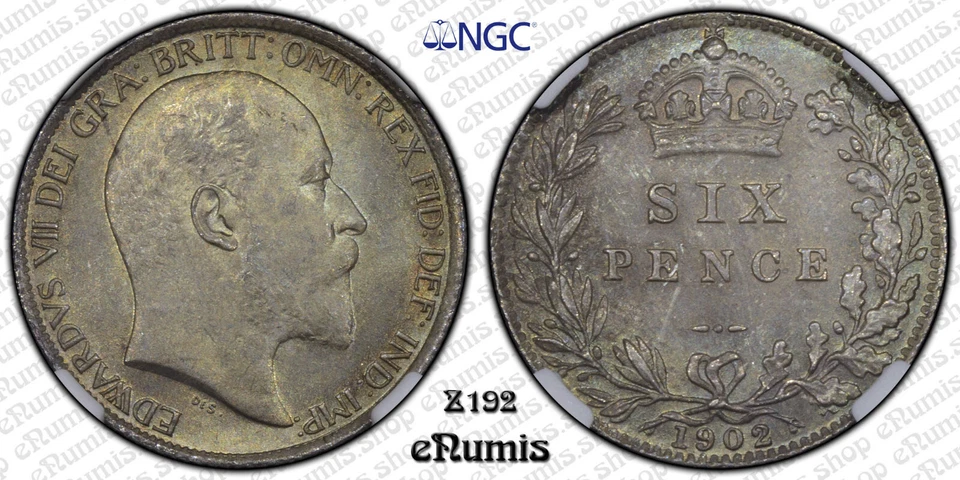 Great Britain, Edward VII, Sixpence 1902, nicely toned, NGC MS 65 - Image 2 of 4