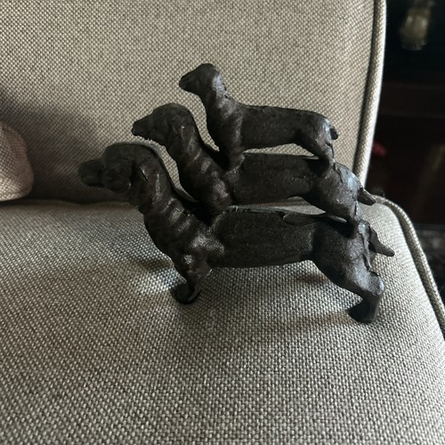 Vintage Cast Iron Triple Stacked Dachshund-Weiner Dog Paper Weight~Door Stop.