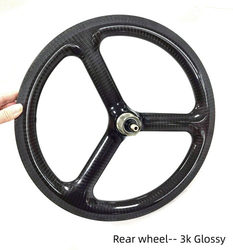 Carbon Fiber Road Folding Bike 3 Spokes Wheelset 16 Inch 349 Clincher Rim Brake - Picture 3 of 13