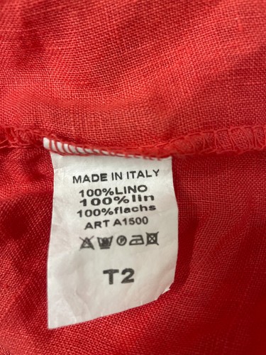 SO FRENCH SO CHIC SIZE 1 (14?)CORAL LINEN BUTTON UP TOP / JACKET MADE IN ITALY - Picture 7 of 7