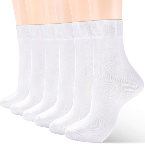 Women's Thin Cotton Crew Socks - Soft Casual Dress Bootie Above Ankle Socks 6-Pa - Picture 11 of 12