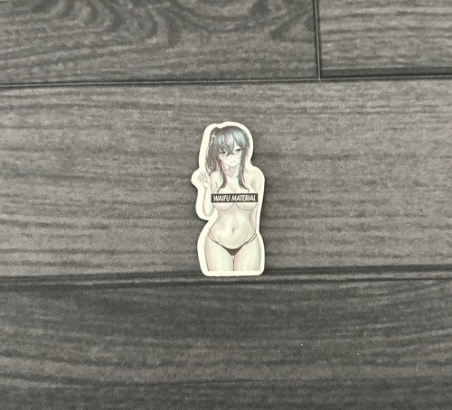 Waifu | Waifu Material Anime Girl Sticker Decal | Great For Bottles, Laptops etc - Picture 1 of 5