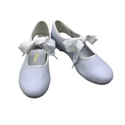 Toddlers Bow Tie White Tap Shoes Tyette Size 7 Recital Dance Class Leather New
