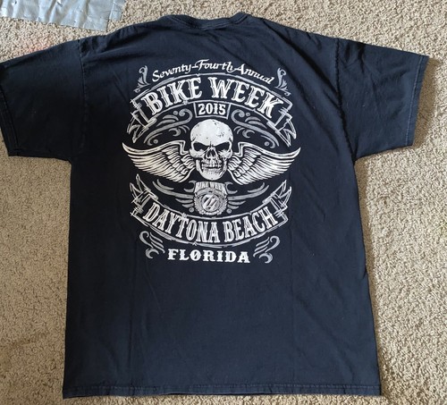 2015 Daytona Beach Florida 74th Annual Bike Week Skull Logo Print T-Shirt SZ XL - Picture 5 of 6