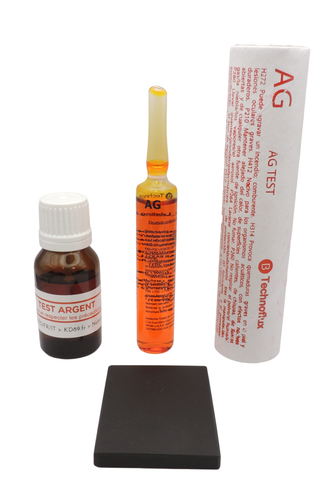 Kit Tester L'Silber: Reagens Silber + Stein Schlüssel 45x40 + Flachmann - Bild 1 von 4