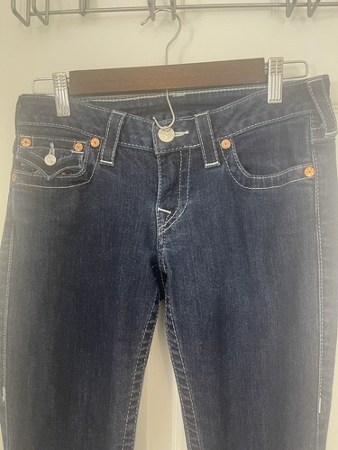 Jeans donna True Religion taglia 28 lavaggio scuro elasticizzato gamba skinny blu denim - Foto 3 di 11