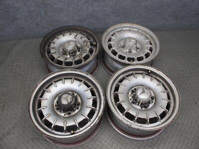 75-85 MERCEDES W123 SET OF 4 FACTORY 14'' R14 ALLOY WHEEL RIM 14x6J ET30 OEM