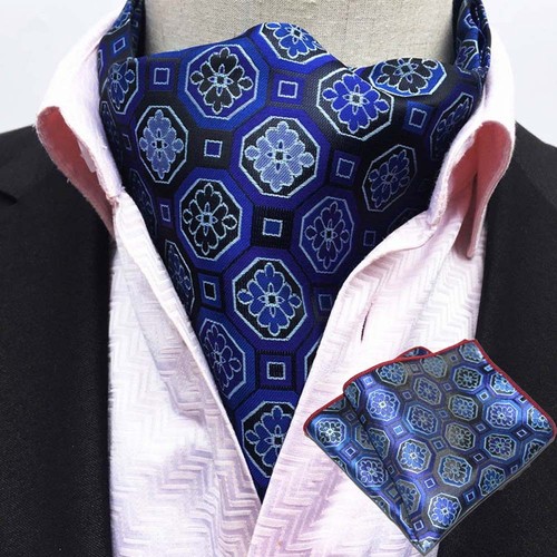 Cravatta uomo Paisley fantasia floreale geometrica ascot cravatta tasca quadrata fazzoletto set - Foto 3 di 20