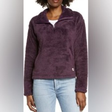 Women  s The North Face dark purple high pile fleece pullover size small