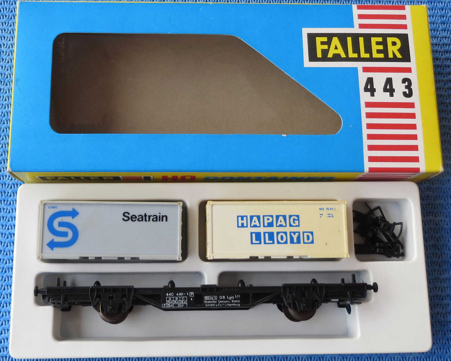 Faller AMS 443 -- Waggon mit Container in OVP -- RAR - Faller AMS 443 -- Waggon mit Container in OVP -- RAR -