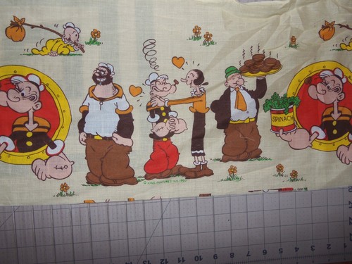 Vintage Popeye The Sailor Man 1980 Cotton Blend By The 36'L x 11.5'W NEW - Picture 4 of 4