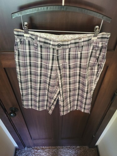 EUC Y2K Women's Element Skate Purple Plaid Bermuda Long Shorts Size 7 Medium - Picture 3 of 7