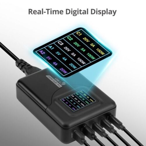 SIIG 200W USB C Ladegerät, 5 Ports Schnellladen GaN mit LCD Display, PD/QC - Bild 4 von 10
