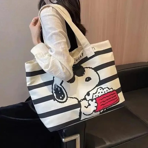 Snoopy Cartoon Handbags Large Capacity Canvas Bags Tote Bags for Women - Picture 4 of 7