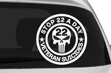 22 a Day #2 Vinyl Decal Sticker, Stop Veterans Suicide Awareness, USA, Fallen