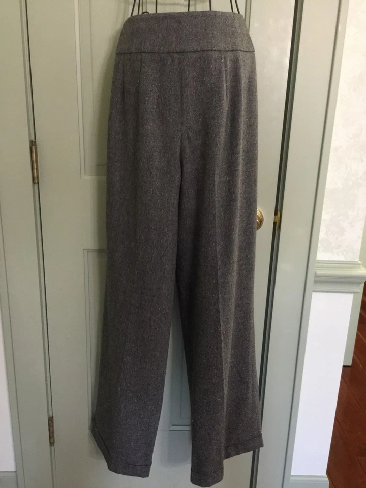 Pantalón Anne Klein Tweed Mezcla Lana Seda con Puño Imitado Pierna Recta Alto 8 Foto 3 de 4