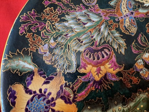SATSUMA JAPAN 30CM DIAM. HAND PAINTED GILT MORIAGE DECORATED FLORAL LARGE PLATE - Picture 3 of 9