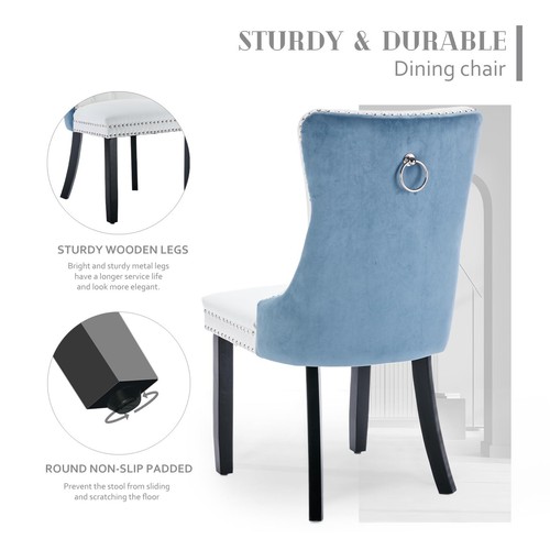 Leather Dining Room Chairs Set of 2/4/6/8 With Wood Legs Armchair Kitchen Modern - Picture 47 of 76