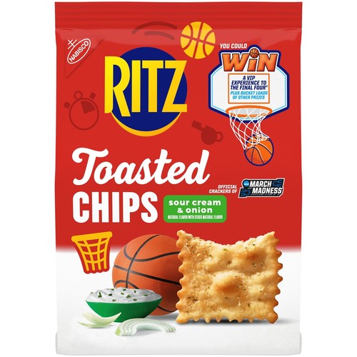 8.1 oz,(3 pack) RITZ Toasted Chips Sour Cream and Onion Crackers, Party Snacks