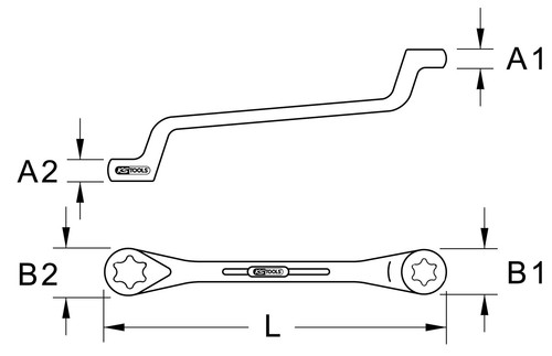KS TOOLS Torx-E-Doppel-Ringschlüssel, gekröpft, E20xE24 - Bild 2 von 2