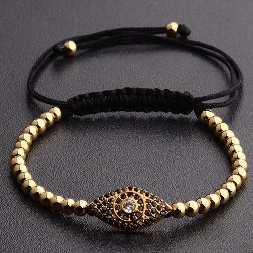Luxury Men Micro Pave CZ Demon Eye & 8mm Disco Ball Braided Macrame Bracelets - Picture 9 of 17