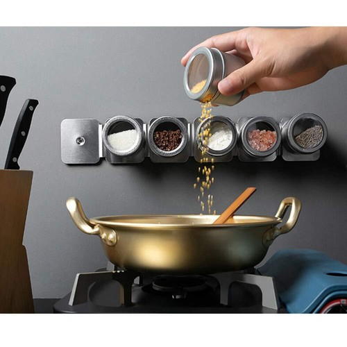 5 Pack Magnetic Spice Tins Seasoning Containers for Refrigerator Kitchen - Picture 5 of 7