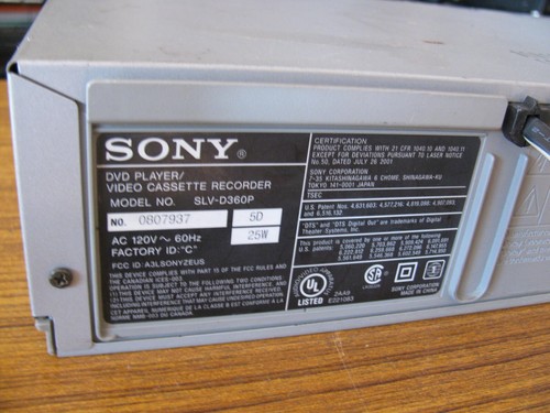 Sony SLV-D360P DVD Player/VHS Recorder w Remote Tested Great Working Condition - Picture 8 of 10