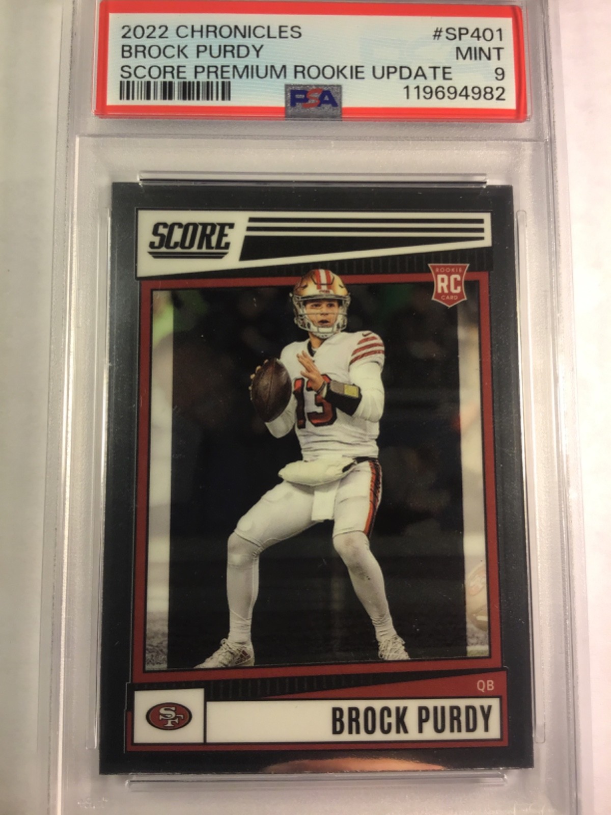2022 Panini Chronicles Brock Purdy #SP-401 Silver Prizm PSA 9