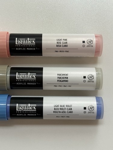Liquitex Professional Acrylic 8-15mm Marker Light Pink Parchment Blue Violet - Picture 5 of 7