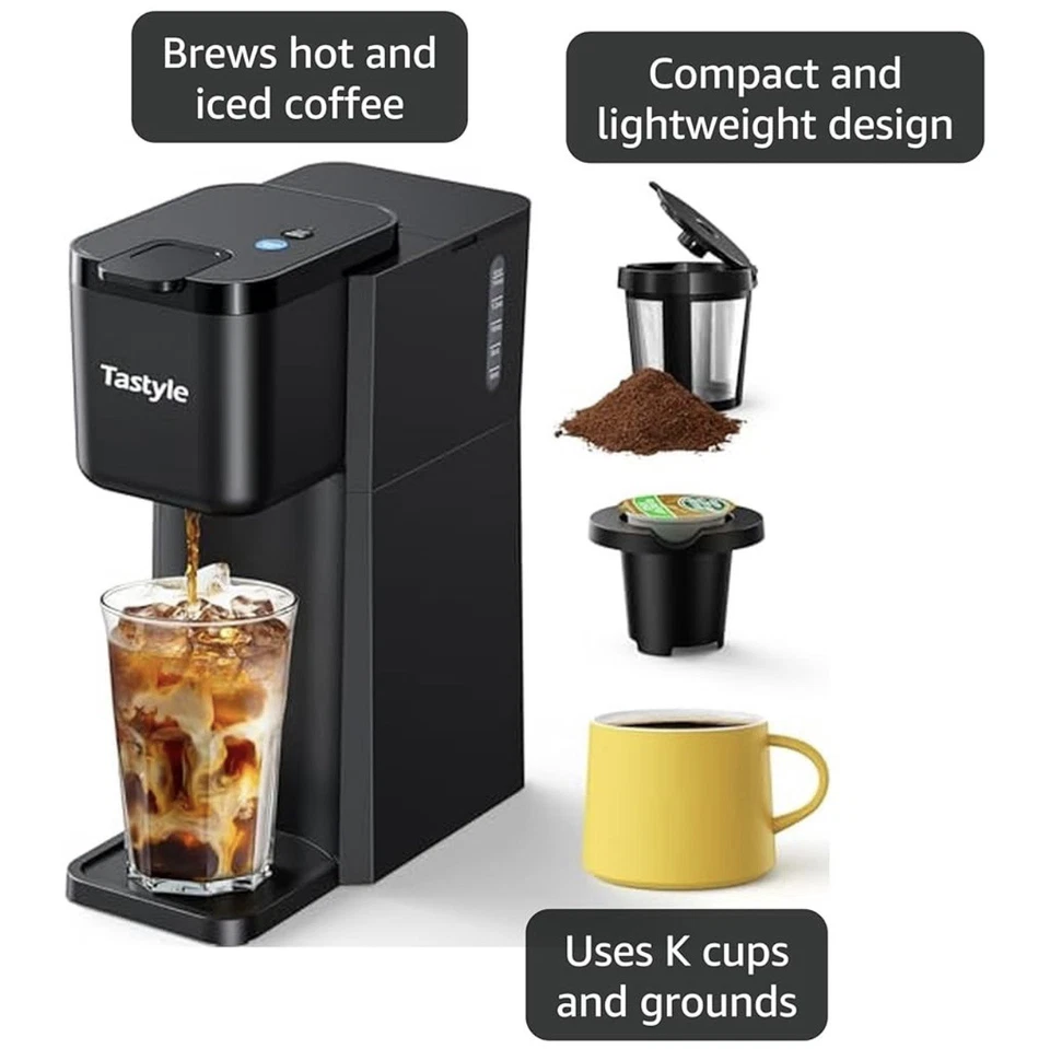 Mini Hot and Iced Coffee Maker Single Serve, for K Cup and Ground, 6 to14 Oz - Image 3 of 4