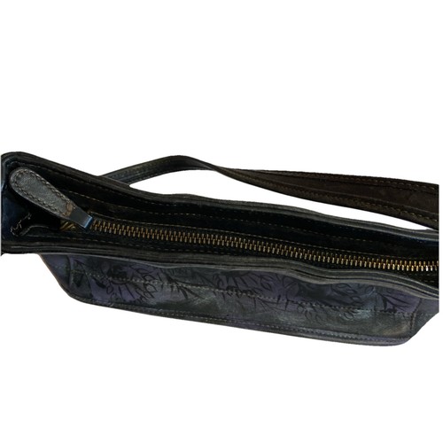 Vintage Coach Leather BOC-9309 Shoulder Bag Black/Lavender/Blue Silver - Picture 6 of 15