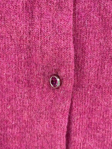 Free People Womens Small Fancy Cardigan Wool Jeweled Embellished Beads Fuchsia - Picture 4 of 14