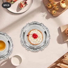 6PCS Snack Plates, Serving Tray, Round Restaurant Serving Trays