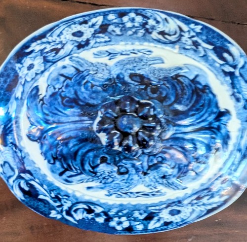 1820s Staffordshire American Historical Spread Eagle Border Sauce Tureen As Is - Picture 7 of 16