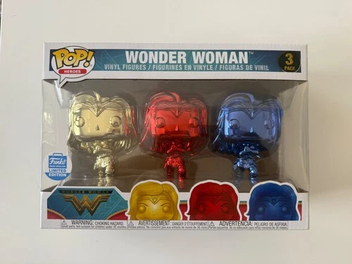 Funko Pop!  Wonder Woman Chrome 3 Pack Funko Shop Exclusive