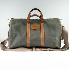 W.H. Gidden London Canvas &amp; Leather Duffel Travel Bag Plaid Lining Vintage Men?s