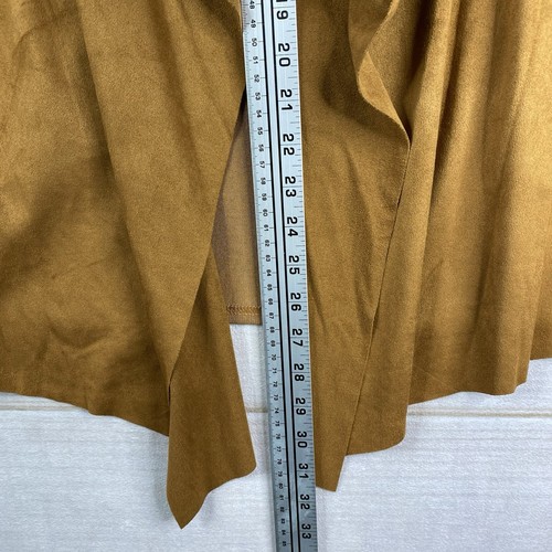 Wrangler Cardigan Womens M Brown Faux Suede Open Front Cut Out Stretch Cowgirl - Picture 5 of 9